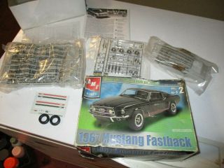 Amt Ertl 1967 Mustang Fastback 1/25 Scale Model Kit 31550 Opened Parts