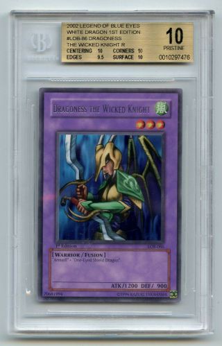 Yu - Gi - Oh Legend Of Blue - Eyes 1st Rare Dragoness The Wicked Knight Lob - 086 Bgs 10