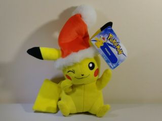 Tomy Pokemon Plush Pikachu With Santa Hat Christmas T19335/t18536d Collectible