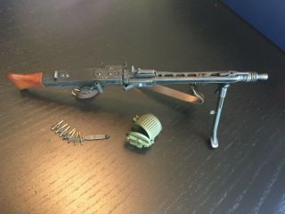 Miniature German Wwii Mg 42 Machine Gun Wood And Metal Did Dragon 1/6 Scale