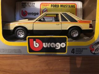 1983 Burago Ford Mustang,  1:24,  Die Cast Metal.