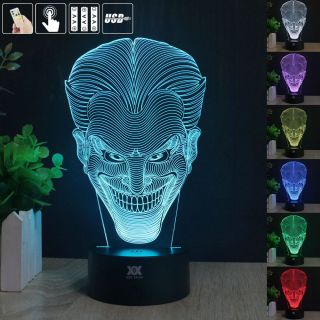 Suicide Squad Joker 3d Acrylic Led Night Light 7color Touch Table Desk Lamp Gift