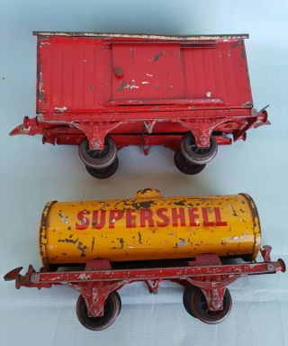 1950s Robilt Australia O Guage Tin Toy Railway Train Carriages Supershell Petrol