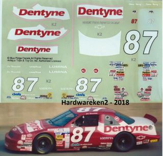 Nascar Decal 87 Dentyne 1993 Bgn Chevrolet Lumina Joe Nemechek