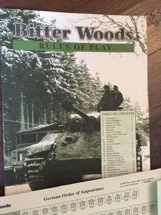 Avalon Hill WWII Bitter Woods Punched No Map 3