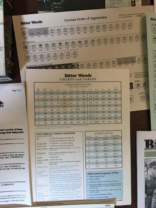 Avalon Hill WWII Bitter Woods Punched No Map 6