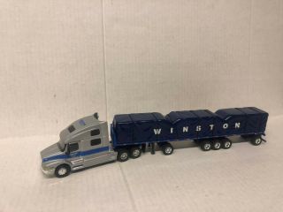 Winston Transport 1/64 Scale Diecast Volvo Sleeper W/ 5 Axle Flatbed Tarped Bed