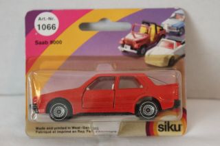 Vintage Siku Red Saab 9000 1066 Blister On Card Very Hard To Find Doors Open