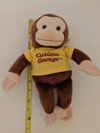 Applause Approx 12 " Curious George Classic Plush In Yellow Shirt Monkey