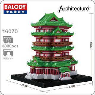 Balody Architecture Tengwang Pavilion Diy Diamond Mini Building Nano Blocks Toy
