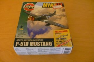 Airfix 1:100 Scale Kit Pre Painted North American P - 51d Mustang Old Crow
