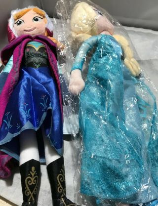 Disney Store Authentic Frozen 20 " Inches Elsa And Anna Plush Stuffed Soft Dolls