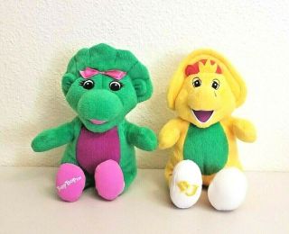 2002 Fisher Price Barney Collectibles Baby Bop And Bj Plush Mattel 7 "