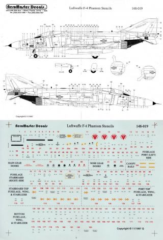 Aeromaster Decals 1/48 F - 4 Phantom Ii Data And Stencils (luftwaffe)