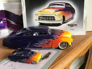 Two 1949 Mercury Cars 1:24 And 1:64 Diec Ast Mattel Hot Wheels W Title/coa