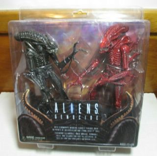2013 Neca Aliens Genocide Moc 9 " Red Black Xenomorph Figure 2 Pack Reel Toys
