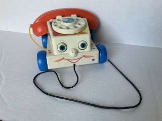 Fisher Price Chatter Toy Rotary Telephone Rolling Phone 2009 Mattel Ringing Bell