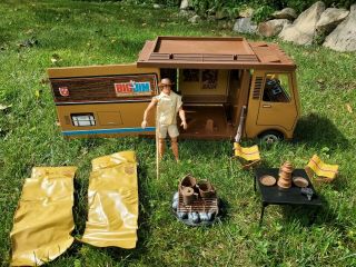 1971 Mattel Big Jim Sports Camper With Camping Accessories Jim Missing Foot