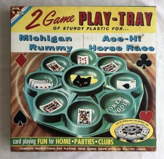 Vintage: 1959 Transogram 2 Game Play Tray Michigan Rummy & Ace Hi Horse Race
