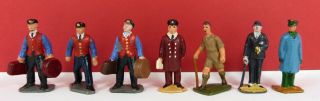 6 X Pre War Dinky Toys / Hornby Series O Gauge 1st Type Figures