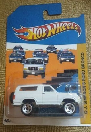 Hot Wheels Oj Simpson White Ford Bronco Tv Movie Custom Made On Custom Card L31