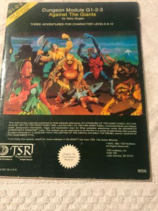 G1 - 2 - 3 Against The Giants - Ad&d Advanced Dungeons & Dragons Module - Tsr 9058