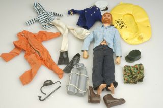 Vintage 1964 Gi Joe Action Figure With Clothing & Accessories