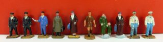 10 Pre War Dinky Toys O Gauge Figures Station Staff,  Passengers,  Pullman Waiters