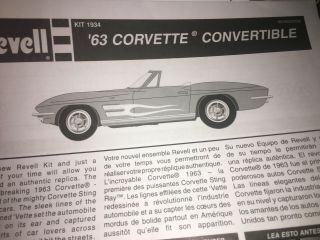 Revell Snap Tite ' 63 Corvette Convertible 85 - 1934 1:25 Scale 
