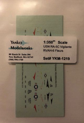 Rare Yankee Modelworks Decal 1:350 Ykm - 1219 Usn Ra - 5c Vigilante Rvah - 6 Fleurs