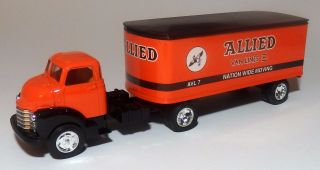 Custom Built 1950 Chevy Allied Van Lines Tractor Trailer Semi 1/43 O Scale