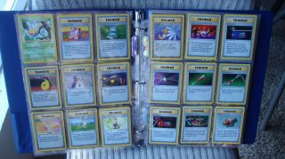1999 Pokemon Shadowless Base Part Set Of 72 Cards Placed In A Blue Binder