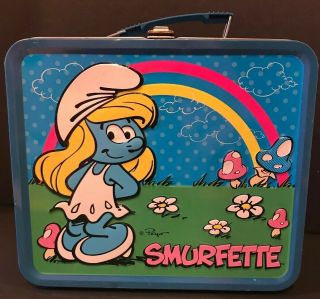 Smurfette - Lunch Box The Smurfs Blue Metal Lunchbox
