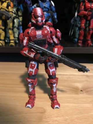 Mcfarlane Halo 4 3 Reach Video Game Action Figure Spartan Red White Soldier Gun