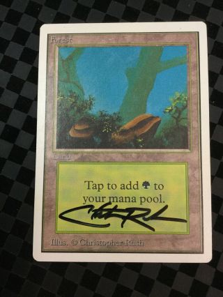 Mtg Unlimited Edition Forest (a) Magic The Gathering Land Signed Chris Rush