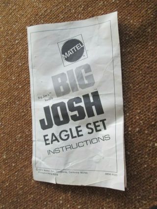 Mattel Big Josh Eagle Set 1973 Instructions,  Big Jim Big Jeff