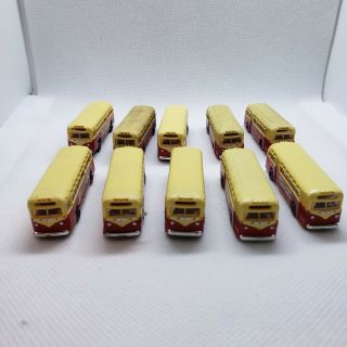 10 Mini Metals N Scale Gmc Tdh - 3610 Transit Buses (red & Cream)