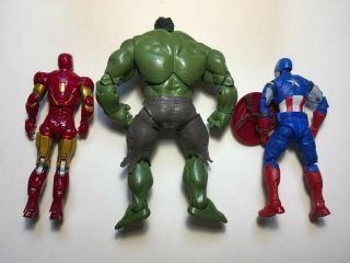 Walmart 2012 Marvel Legends Hulk,  Iron Man,  Captain America Avengers Movie Loose 3