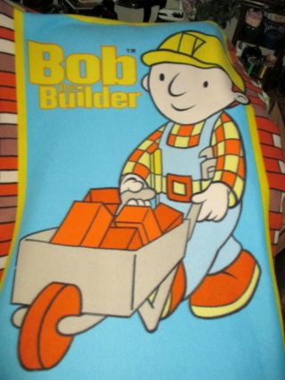 Bob The Builder Fleece Blanket Vintage,  Wheel Barrow,  Bricks.  Cond.