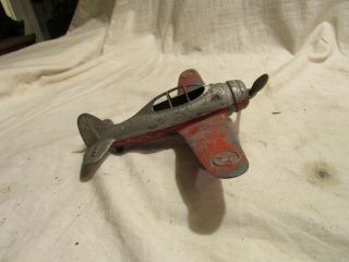 Marx Wyandotte Kiddie Toy Pressed Steel Toy Airplane WWll single engine fighter. 4