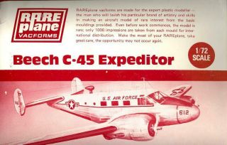 1/72 Rareplane Models Beech C - 45 Expeditor Vacuform Kit