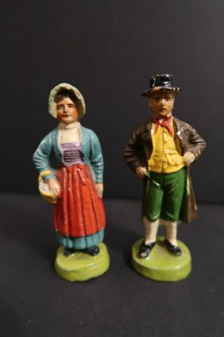 Antique Putz 2 Figures Native Costume Swiss Made In Germany