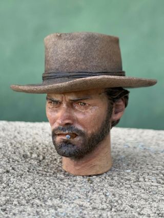 Custom Painted " Clint Eastwood " 1/6 Scale Head Sculpt Cowboy