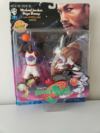 Space Jam Michael Jordan Bugs Bunny Hyper Lane Surfer Figures 1996 Playmates Moc