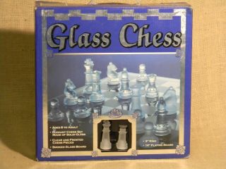Elegant Chess Set Solid Glass Chess Set W/original Box 3 " King