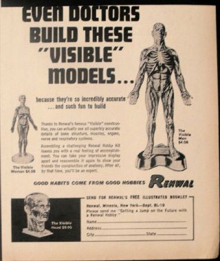 1963 Renwal Visible Man Women Head Doctors Model Toy Kit Trade Promo Print Ad