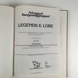 AD&D Legends & Lore - Advanced Dungeon & Dragons TSR 2013 - 1984 - Good 5
