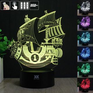 One Piece Thousand Sunny 3d Acrylic Led Night Light Table Desk Lamp 7 Color Gift
