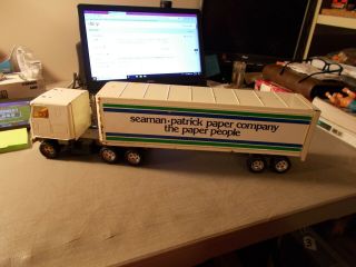 Ertl Pressed Steel Truck And Trailer 19 " Long White Cab White Trailer Paper Co.