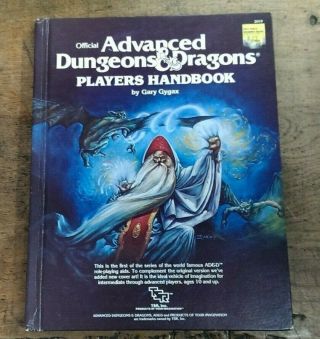 Tsr Ad&d Players Handbook Wizard Cover / 6th Printing / 1980,  Hardcover